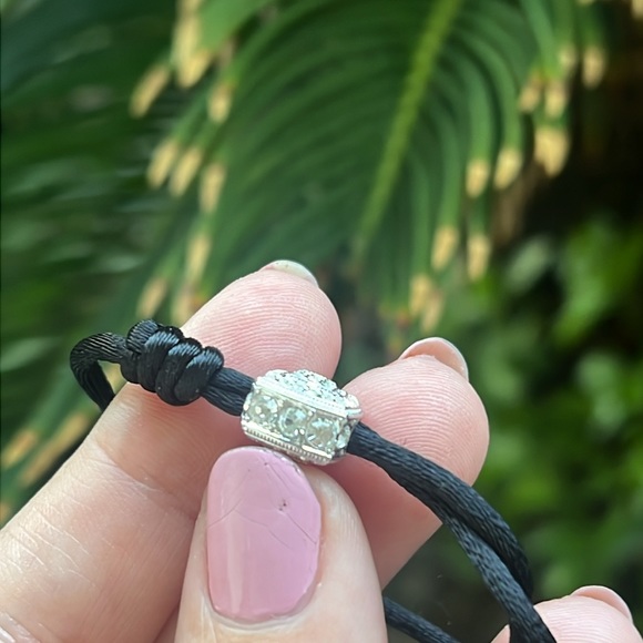 Vintage Rhinestones and Black Silk Bracelet - Picture 12 of 17